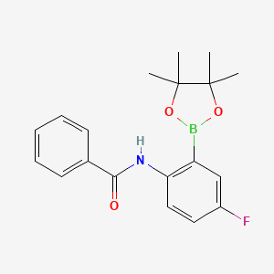 Chemical structure of N-(4-fluoro-2-(4,4,5,5-tetramethyl-1,3,2-dioxaborolan-2-yl)phenyl)benzamide