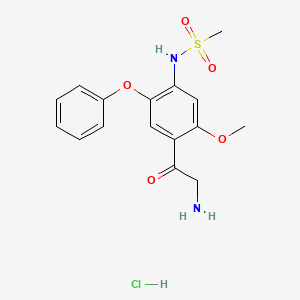 Chemical structure of N-(4-(2-Aminoacetyl)-5-methoxy-2-phenoxyphenyl)methanesulfonamide hydrochloride