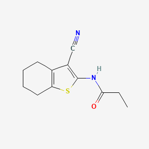 Chemical structure of N-(3-Cyano-4,5,6,7-tetrahydrobenzo[b]thiophen-2-yl)propionamide