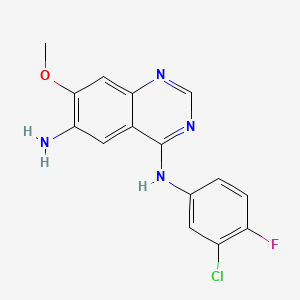 Chemical structure of N-(3-Chloro-4-Fluorophenyl)-7-Methoxy-6-Aminoquinazolin-4-Amine