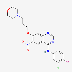 Chemical structure of N-(3-Chloro-4-fluorophenyl)-7-(3-morpholinopropoxy)-6-nitroquinazolin-4-amine