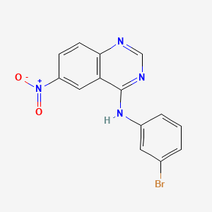 Chemical structure of N-(3-Bromophenyl)-6-nitroquinazolin-4-amine