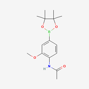 Chemical structure of N-(2-methoxy-4-(4,4,5,5-tetramethyl-1,3,2-dioxaborolan-2-yl)phenyl)acetamide