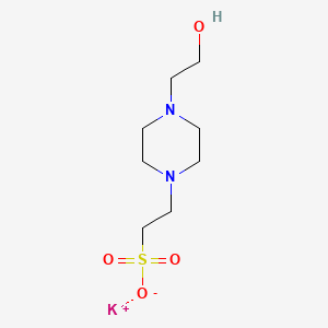 Chemical structure of n-(2-hydroxyethyl)piperazine-n'-(2-ethanesulfonic acid) potassium salt