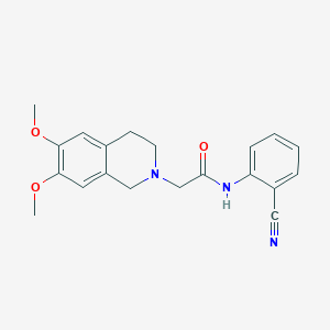 Chemical structure of N-(2-cyanophenyl)-2-(6,7-dimethoxy-3,4-dihydroisoquinolin-2(1H)-yl)acetamide