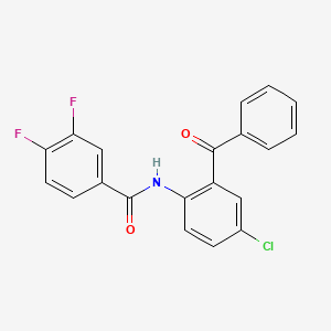 Chemical structure of N-(2-Benzoyl-4-chlorophenyl)-3,4-difluorobenzamide