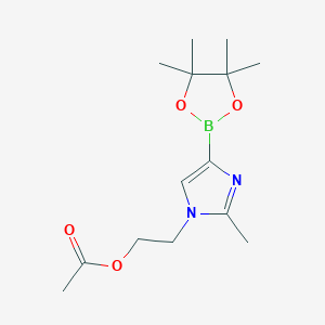 Chemical structure of N-(2-Acetoxyethyl)-2-methylimidazole-4-boronic acid pinacol ester