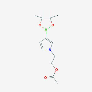 Chemical structure of N-(2-Acetoxyethyl)-1H-pyrrole-4-boronic acid pinacol ester