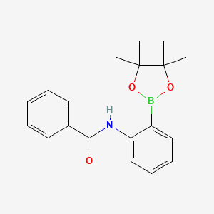 Chemical structure of N-(2-(4,4,5,5-Tetramethyl-1,3,2-dioxaborolan-2-yl)phenyl)benzamide