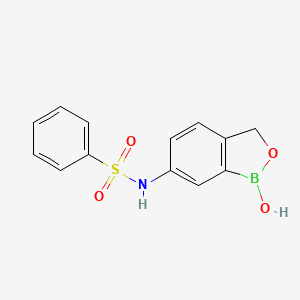 Chemical structure of N-(1-Hydroxy-1,3-dihydro-2,1-benzoxaborol-6-yl)benzenesulfonamide
