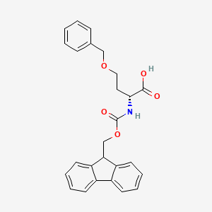 Chemical structure of N-(((9H-Fluoren-9-yl)methoxy)carbonyl)-O-benzyl-D-homoserine