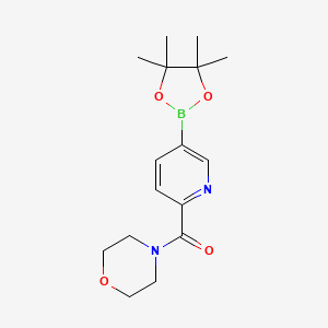 Chemical structure of Morpholino(5-(4,4,5,5-tetramethyl-1,3,2-dioxaborolan-2-yl)pyridin-2-yl)methanone
