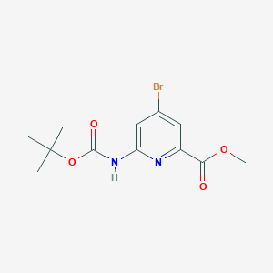 Chemical structure of methyl4-bromo-6-((tert-butoxycarbonyl)amino)picolinate