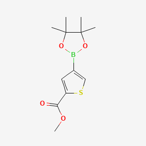 Chemical structure of methyl4-(4,4,5,5-tetramethyl-1,3,2-dioxaborolan-2-yl)thiophene-2-carboxylate