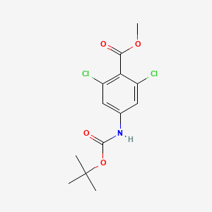 Chemical structure of methyl4-((tert-butoxycarbonyl)amino)-2,6-dichlorobenzoate