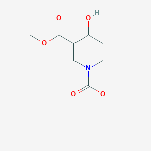 Chemical structure of Methyl N-Boc-4-hydroxypiperidine-3-carboxylate