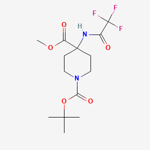 Chemical structure of Methyl N-Boc-4-(trifluoroacetylamino)piperidine-4-carboxylate