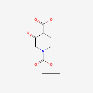 Chemical structure of Methyl N-Boc-3-Oxopiperidine-4-carboxylate