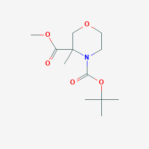 Chemical structure of Methyl N-Boc-3-methylmorpholine-3-carboxylate