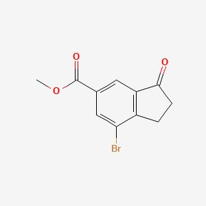 Chemical structure of Methyl 7-bromo-3-oxo-2,3-dihydro-1H-indene-5-carboxylate