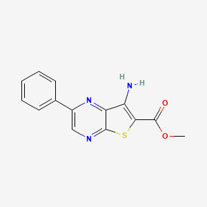 Chemical structure of Methyl 7-amino-2-phenylthieno[2,3-b]pyrazine-6-carboxylate