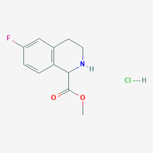 Chemical structure of Methyl 6-fluoro-1,2,3,4-tetrahydroisoquinoline-1-carboxylate hydrochloride
