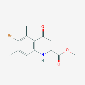 Chemical structure of Methyl 6-bromo-5,7-dimethyl-4-oxo-1,4-dihydro-2-quinolinecarboxylate