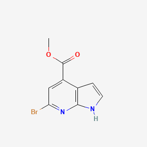 Chemical structure of Methyl 6-bromo-1H-pyrrolo[2,3-b]pyridine-4-carboxylate