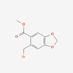 Chemical structure of Methyl 6-(bromomethyl)benzo[d][1,3]dioxole-5-carboxylate