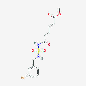 Chemical structure of Methyl 6-((N-(3-bromobenzyl)sulfamoyl)amino)-6-oxohexanoate
