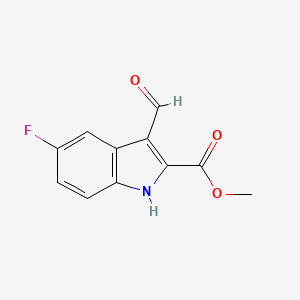 Chemical structure of Methyl 5-fluoro-3-formyl-1H-indole-2-carboxylate
