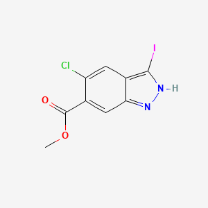 Chemical structure of Methyl 5-chloro-3-iodo-1H-indazole-6-carboxylate