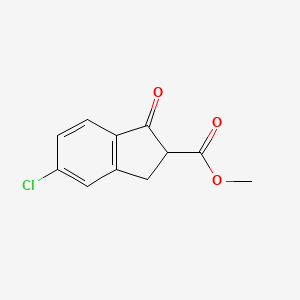Chemical structure of methyl 5-chloro-1-oxo-2,3-dihydro-1H-indene-2-carboxylate