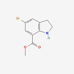 Chemical structure of Methyl 5-bromoindoline-7-carboxylate