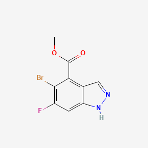 Chemical structure of METHYL 5-BROMO-6-FLUORO-1H-INDAZOLE-4-CARBOXYLATE