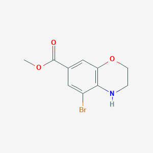 Chemical structure of Methyl 5-bromo-3,4-dihydro-2H-benzo[b][1,4]oxazine-7-carboxylate