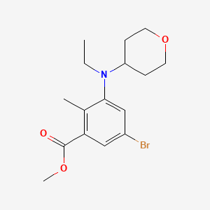 Chemical structure of Methyl 5-bromo-3-(ethyl(tetrahydro-2H-pyran-4-yl)amino)-2-methylbenzoate