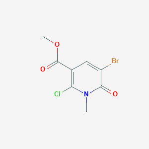 Chemical structure of Methyl 5-bromo-2-chloro-1-methyl-6-oxo-1,6-dihydropyridine-3-carboxylate