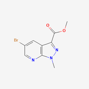 Chemical structure of Methyl 5-bromo-1-methyl-1H-pyrazolo[3,4-b]pyridine-3-carboxylate