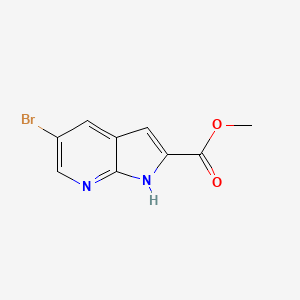 Chemical structure of Methyl 5-bromo-1H-pyrrolo[2,3-b]pyridine-2-carboxylate