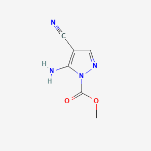 Chemical structure of Methyl 5-amino-4-cyano-1H-pyrazole-1-carboxylate