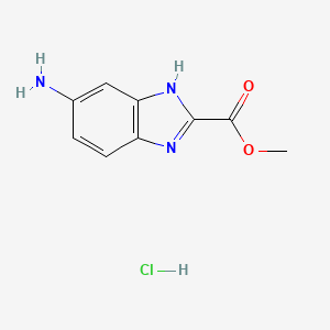 Chemical structure of Methyl 5-amino-1H-benzo[d]imidazole-2-carboxylate hydrochloride
