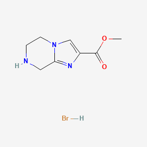 Chemical structure of Methyl 5,6,7,8-tetrahydroimidazo[1,2-a]pyrazine-2-carboxylate hydrobromide