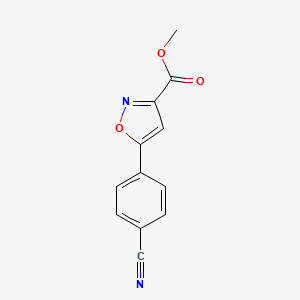 Chemical structure of Methyl 5-(4-Cyanophenyl)isoxazole-3-carboxylate