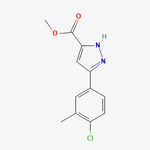 Chemical structure of Methyl 5-(4-chloro-3-methylphenyl)-1H-pyrazole-3-carboxylate