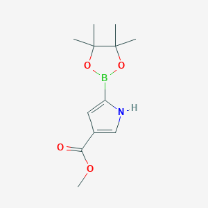 Chemical structure of Methyl 5-(4,4,5,5-tetramethyl-1,3,2-dioxaborolan-2-yl)-1H-pyrrole-3-carboxylate