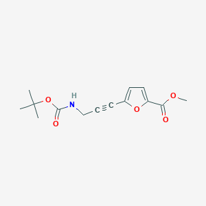 Chemical structure of Methyl 5-(3-((tert-butoxycarbonyl)amino)prop-1-yn-1-yl)furan-2-carboxylate
