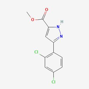 Chemical structure of Methyl 5-(2,4-Dichlorophenyl)pyrazole-3-carboxylate