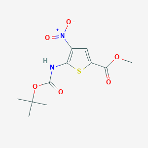 Chemical structure of Methyl 5-((tert-butoxycarbonyl)amino)-4-nitrothiophene-2-carboxylate