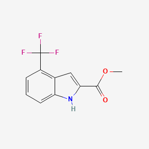 Chemical structure of methyl 4-trifluoromethyl-1H-indole-2-carboxylate